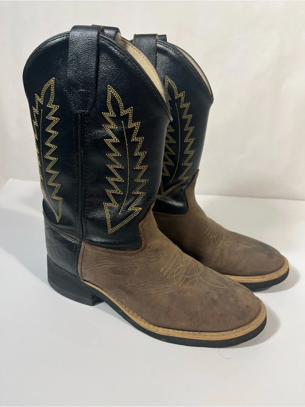Old West Children's Crepe Western Boots 1606 Brown Black Barn Rodeo Youth Size 3